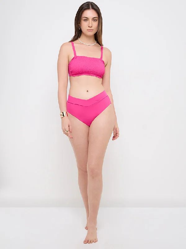Wunderlove Pink Criss-Cross Waist Bikini Brief Minimalist bikini, Simple, Sleek, Fashionable