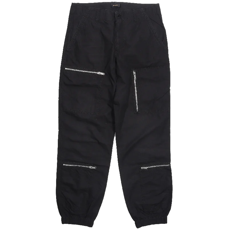 Zip-Accented Cargo Pants Trendy Tapered Pants