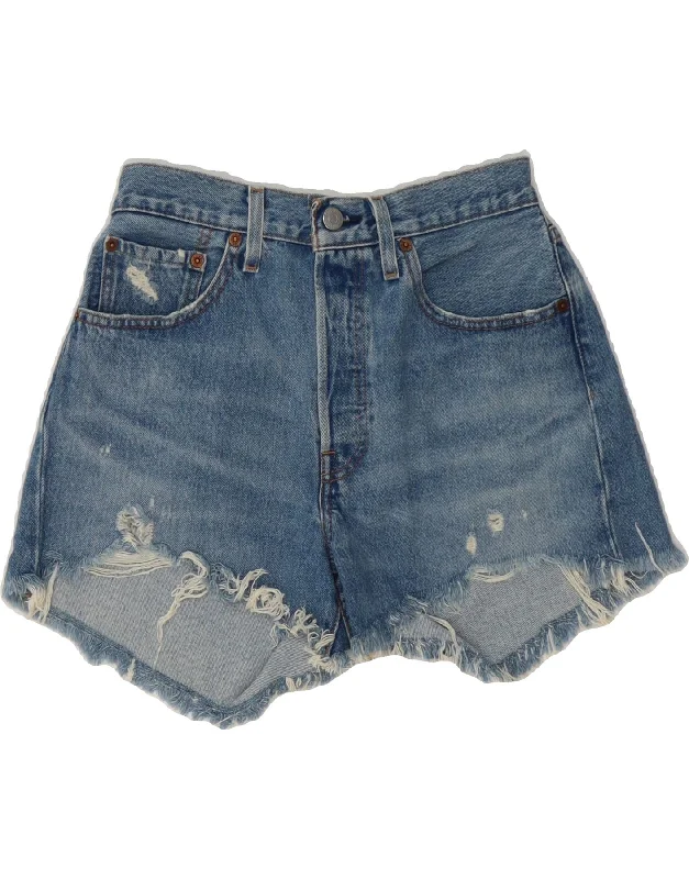LEVI'S Womens 501 Denim Hot Pants  W26 Small  Blue Cotton Comfortable Wide-Leg Pants