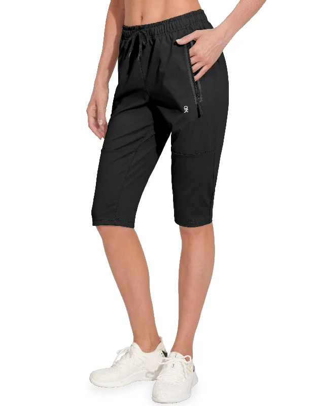 Women's Quick Dry Cool Drawstring Capri Pants Classic Bootcut Trousers