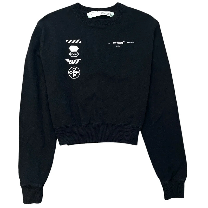 Women's Logo Sweatshirt Black Size XS Hoodie with Hidden Zipper Minimalist Clean