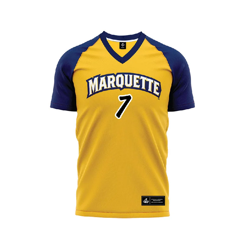 Marquette - NCAA Women's Soccer : Kiara Clarke - Gold Soccer Jersey Halter Neck Jersey Tee