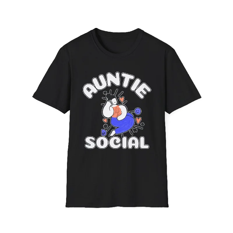 Auntie Social - Softstyle T-Shirt-- Mesh Canvas Denim