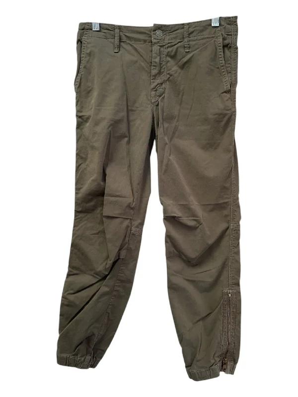 Mother Size 25 Olive Green Cotton Low Rise Zip Front 4 Pocket Cuffed Pants Classic Straight Pants