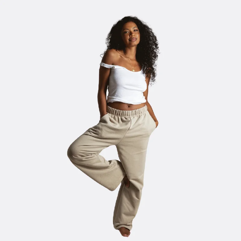 Comfort Zone Tracksuit Pants - Taupe Formal Wide-Leg Pants