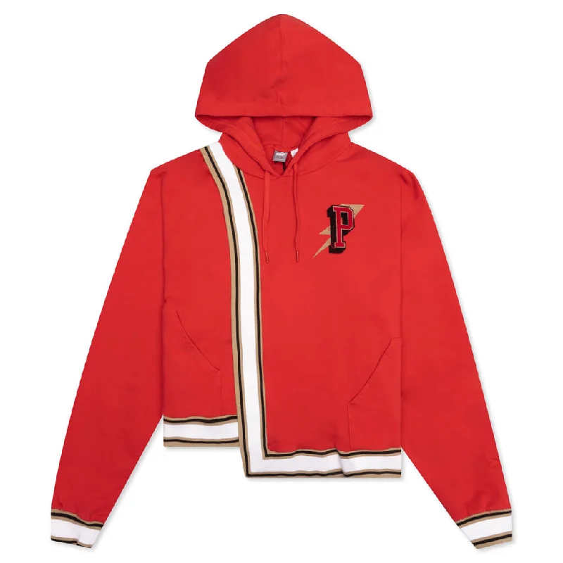 Women's Hope Hoodie - Urban Red Hoodie with Camouflage Military Edgy