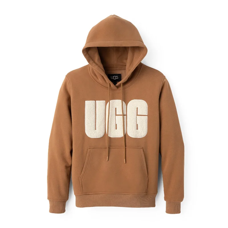 UGG® Rey UGGfluff Logo Hoodie (Women) - Chestnut/Plaster Hoodie with Color Block Contrast Stylish