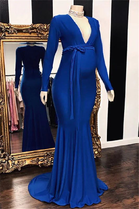 Long Mermaid Deep V-neck Pregnant Formal Evening Dress with Sleeves Tunics Favorite customer Long Mermaid Deep V-neck Pregnant Formal Evening Dress with Sleeves Tunics Favorite customer