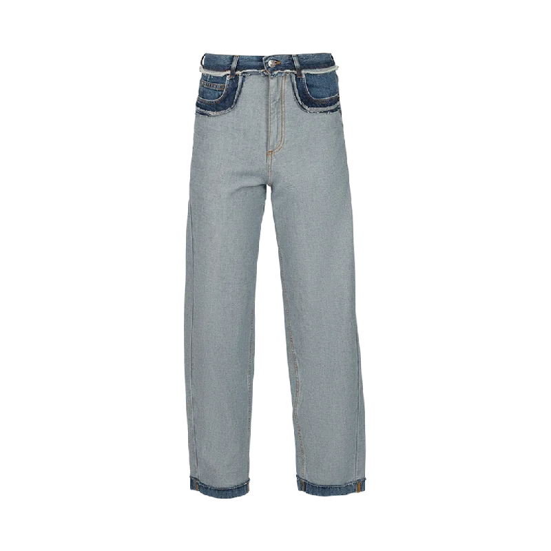Low-Waisted Reverse Jeans Stylish Acid-Wash Jeans