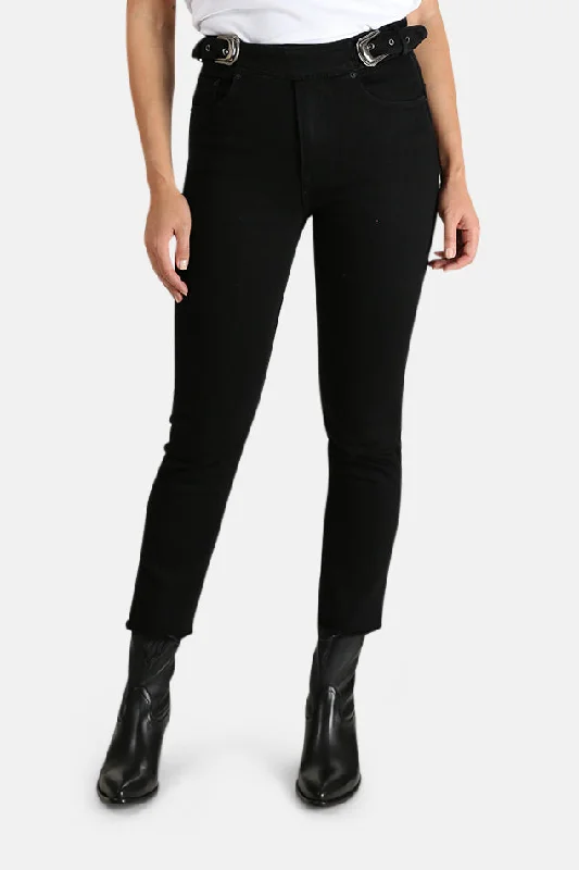 Zoey Belted Jeans Casual High-Waisted Bootcut Jeans