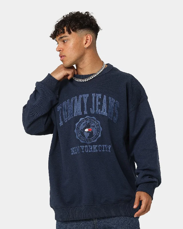 Tommy Jeans TJM Reverse Slub Crewneck Twilight Navy Trendy Paperbag Waist Jeans