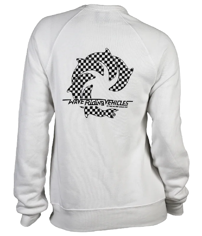 Checker Ladies Crew Sweatshirt Hoodie with Drop Shoulder Relaxed Streetwear