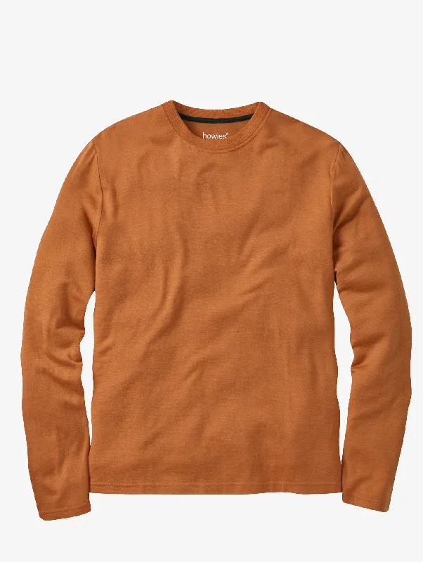 Men's Long Sleeved Merino T-shirt-- Houndstooth Herringbone Solid