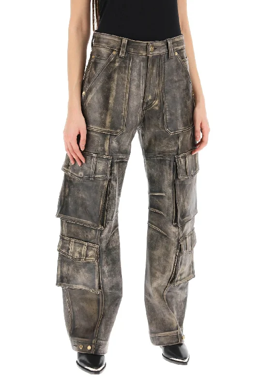 Golden Goose Irin Cargo Pants In Vintage-Effect Nappa Leather Fashionable Track Pants