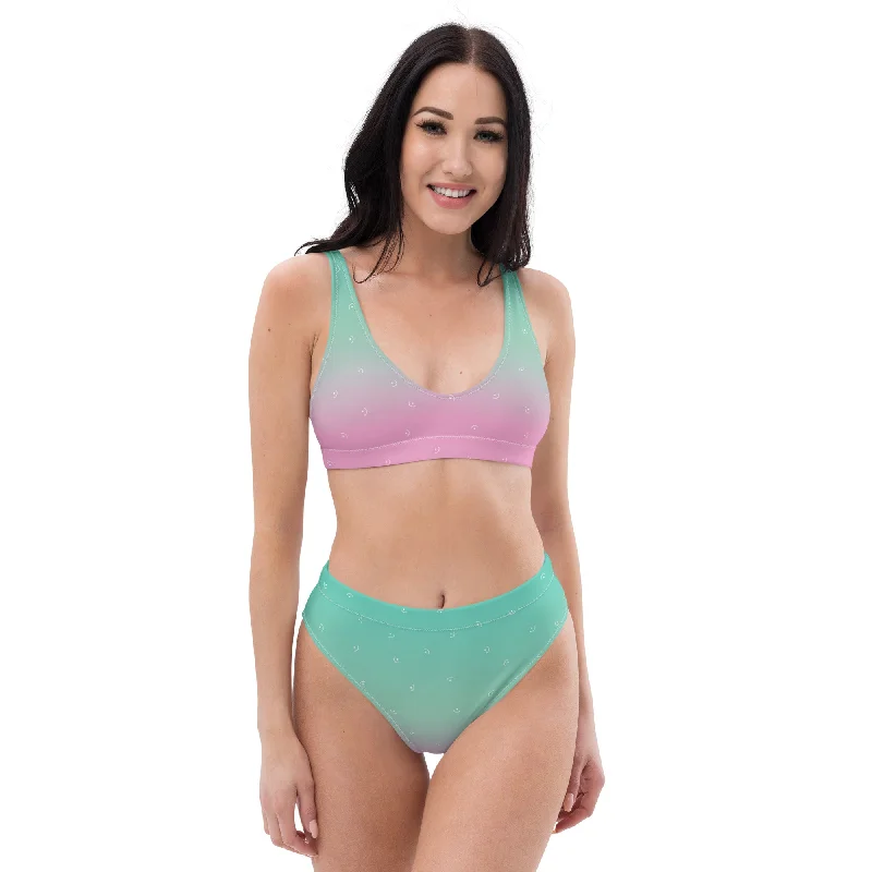 Semi Circle Recycled High-Waisted Bikini Bikini with frill details, Feminine, Trendy, Sexy