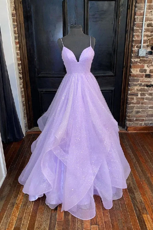 Lilac Spaghetti Straps Shiny A-Line Formal Evening Dresses Long Prom Dresses Tunics Versatile stylish Lilac Spaghetti Straps Shiny A-Line Formal Evening Dresses Long Prom Dresses Tunics Versatile stylish