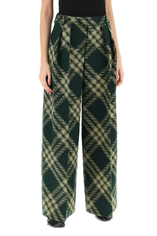 Burberry Check Palazzo Pants Soft Sweatpants Style