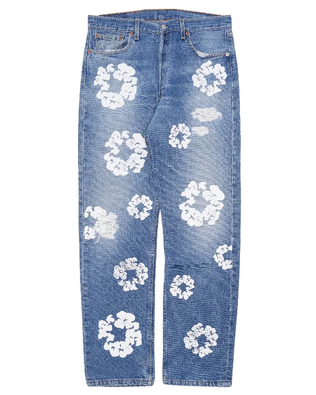 Levi's Cotton Wreath Jeans Comfortable Faded High-Rise Jeans