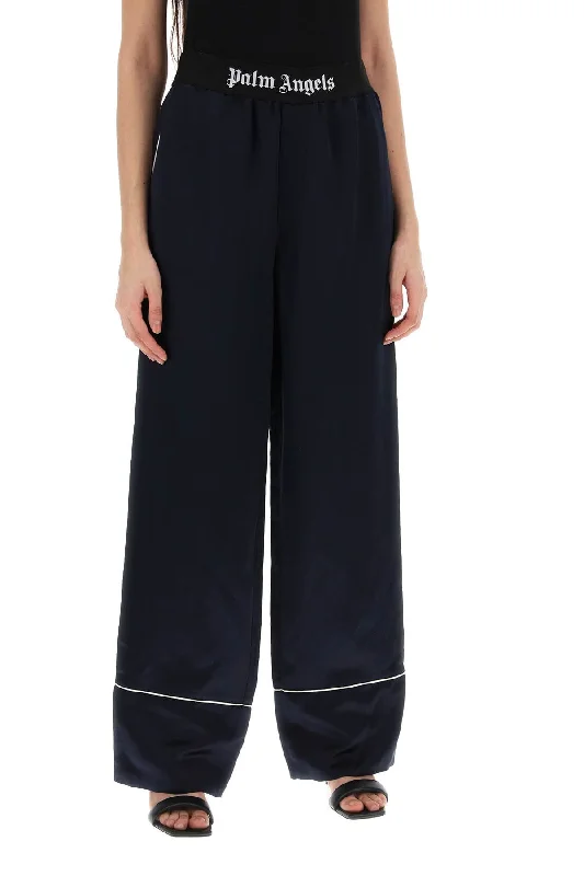 Palm Angels Satin Pajama Pants For Chic Faux Leather Pants