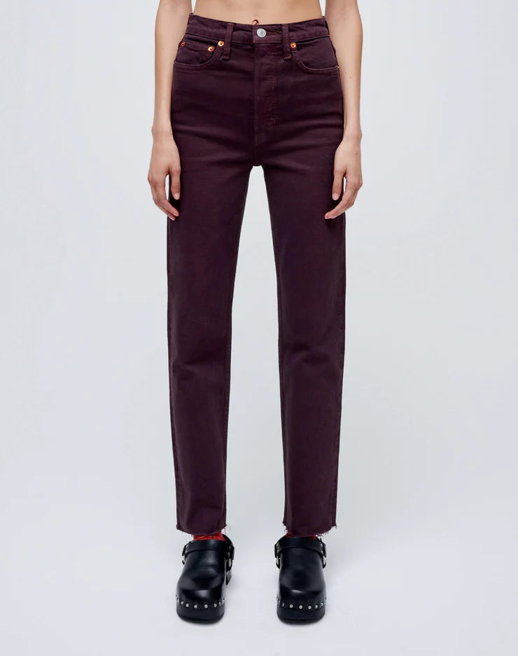 70s Stove Pipe Jean Washed Plum Comfortable Boyfriend Jeans