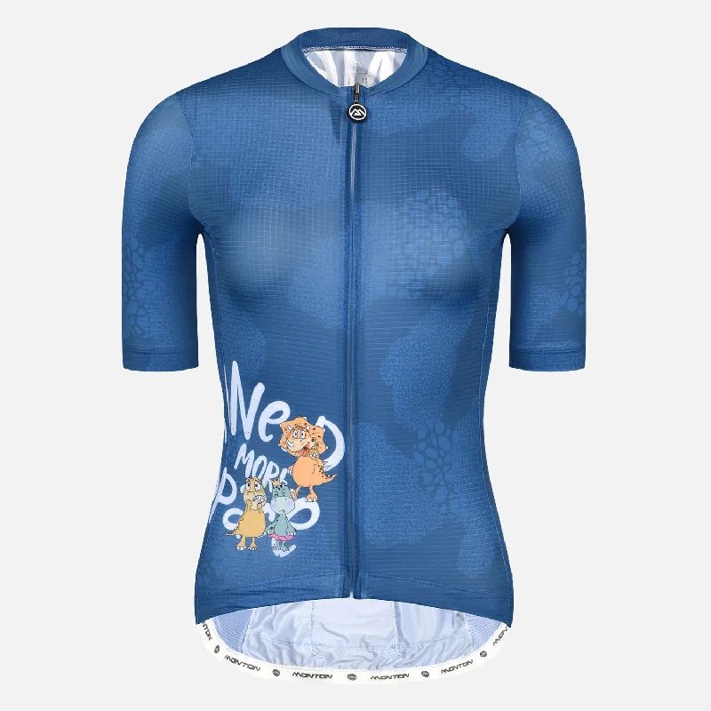 Cycling Jersey Womens LifeStyle Dinosaur Blue Bohemian Jersey Tee