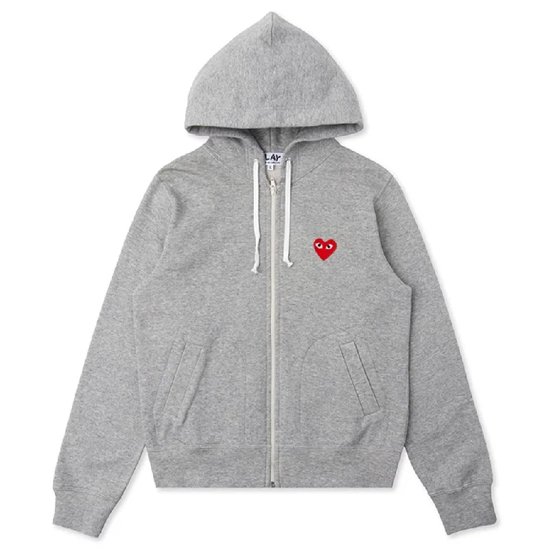 Women's Multi Heart Hoodie - Grey Hoodie with Cuffed Sleeves Snug Secure