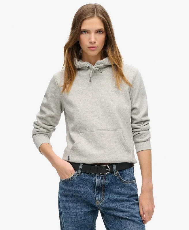 Essential Logo Hoodie | Varsity Grey Gindle Hoodie with Slim Fit Tailored Modern