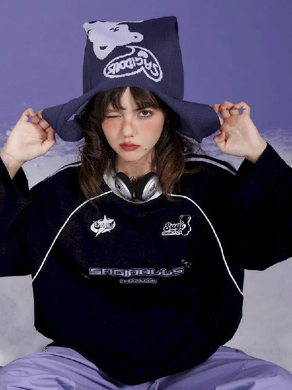 Embroidery Sports Style Long Sleeve T-Shirt【s0000005051】-- Collared Crew Neck Turtle Neck