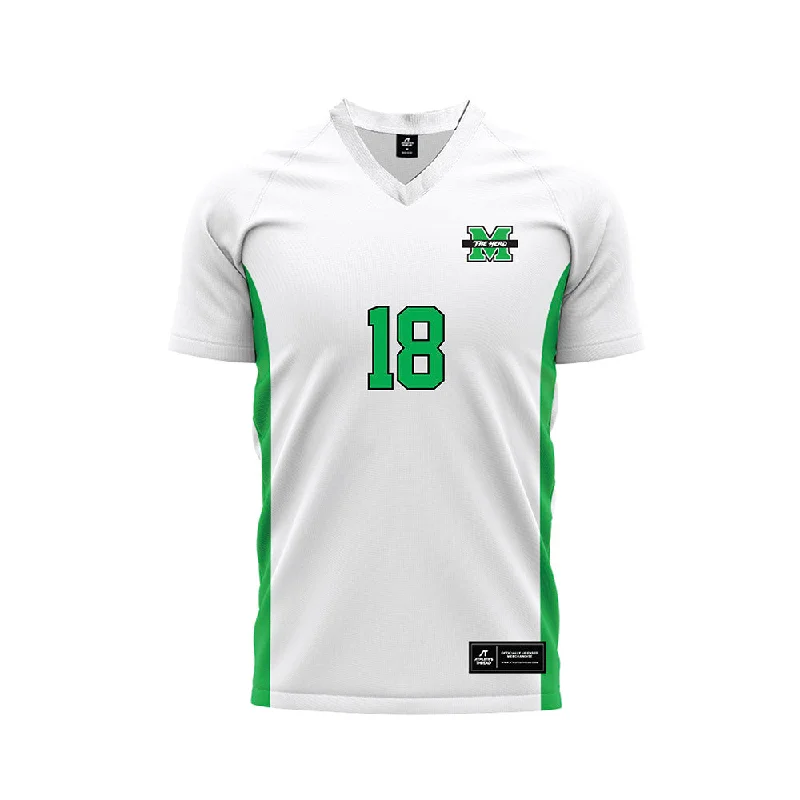 Marshall - NCAA Women's Soccer : Emma Shields - White Soccer Jersey Floral Jersey Blouse