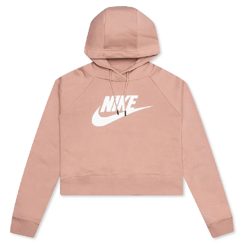 Sportswear Women's Essential Cropped Hoodie - Rose Whisper/White Hoodie with Strings Custom Fit Adjustable