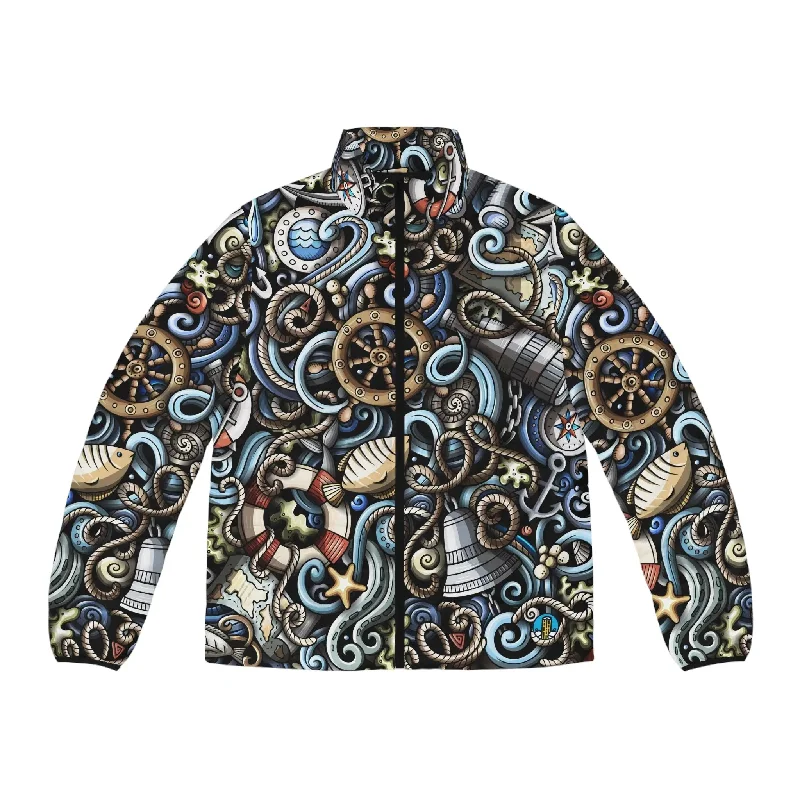 Nautical Nonsense Puffer Jacket Embroidered Jacket Appliqued Jacket Beaded Jacket