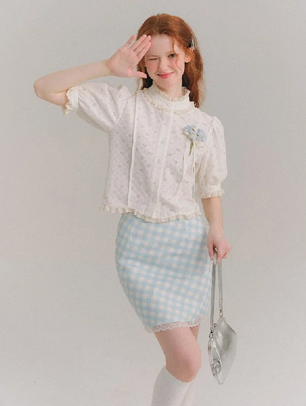 Plaid Lace Hip-hugging Skirt GRO0041 high waist skirt