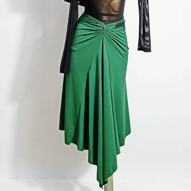 Asymmetric Calf-Length Latin Skirt velvet skirt plush