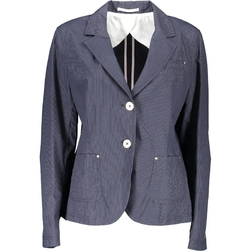 Gant Blue Cotton Women Jacket Chenille Jacket Brocade Jacket Lace Jacket