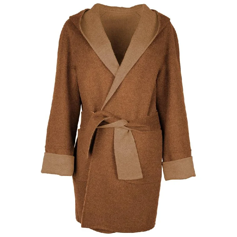 Made in Italy Brown Wool Vergine Jackets & Coat One-Shoulder Jacket Off-the-Shoulder Jacket Asymmetrical Jacket Made in Italy Brown Wool Vergine Jackets & Coat One-Shoulder Jacket Off-the-Shoulder Jacket Asymmetrical Jacket