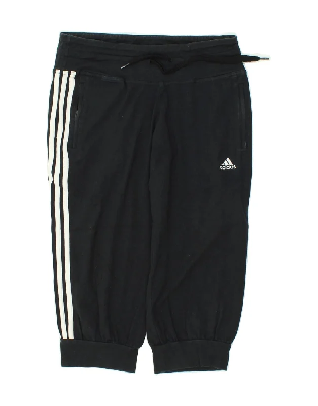 ADIDAS Womens Graphic Bermuda Sport Shorts UK 12 Medium  Black Cotton