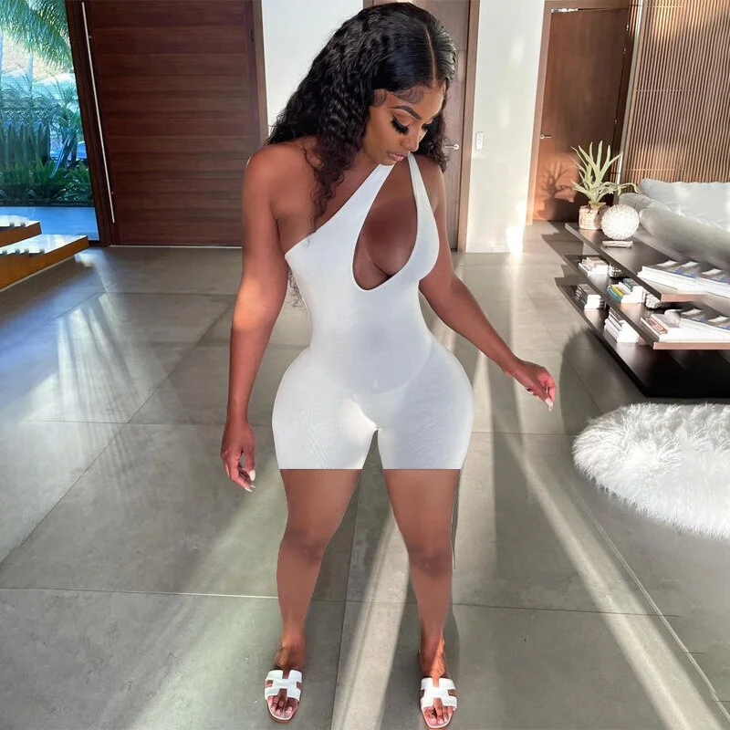 One Shoulder Double Strap Rompers Vintage-inspired romper dress